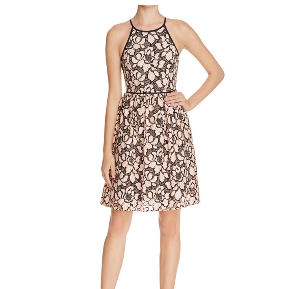 AQUA Floral Lace Halter Dress - Picture 1 of 7